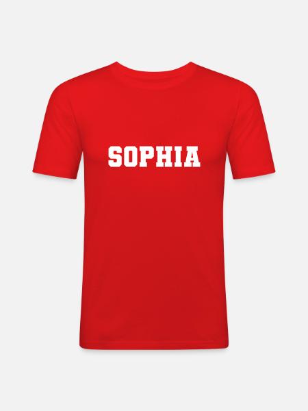 Name - Sophia - Männer Slim Fit T-Shirt - Rot