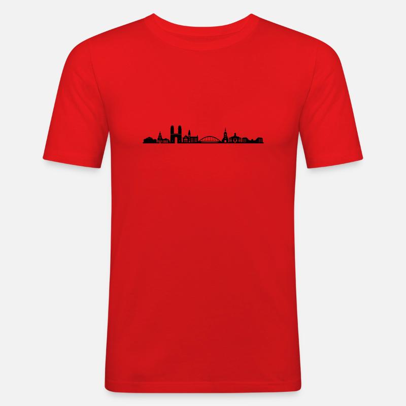 Skyline - Saarbrücken - Männer Slim Fit T-Shirt - Rot