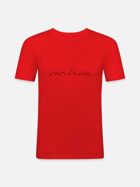 Skyline Mainz - Männer Slim Fit T-Shirt - Rot