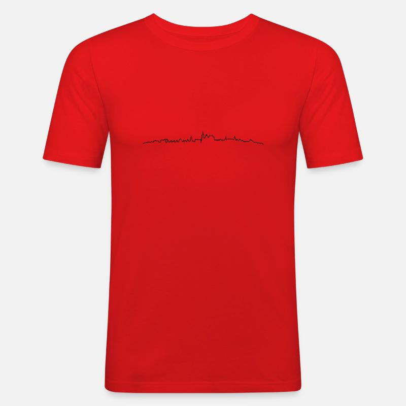 Skyline Aachen - Männer Slim Fit T-Shirt - Rot