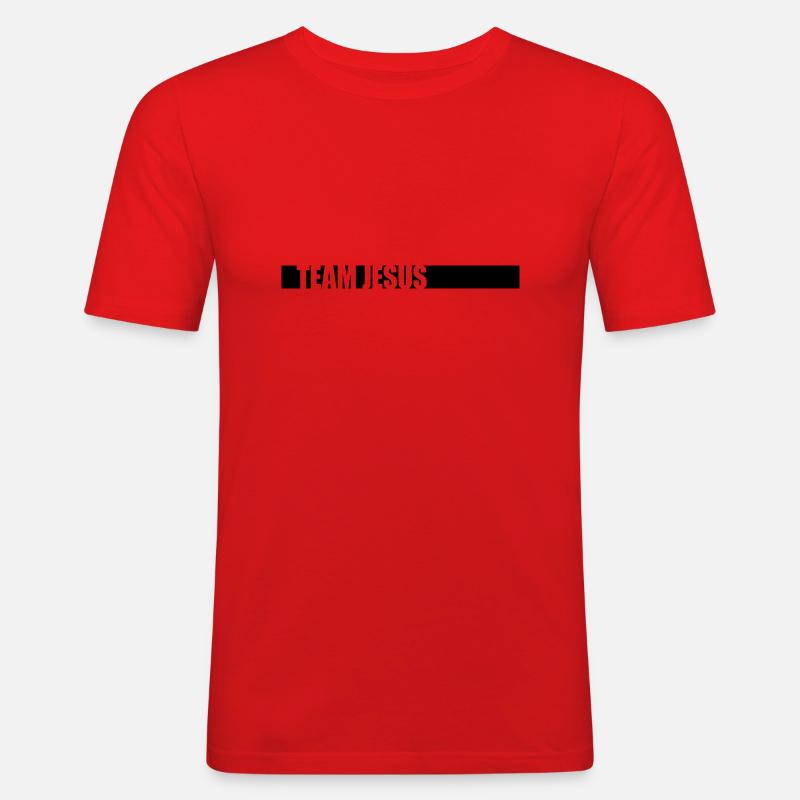 Balken Team Jesus - Männer Slim Fit T-Shirt - Rot