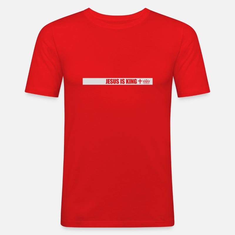 jesus is king Zitat - Männer Slim Fit T-Shirt - Rot