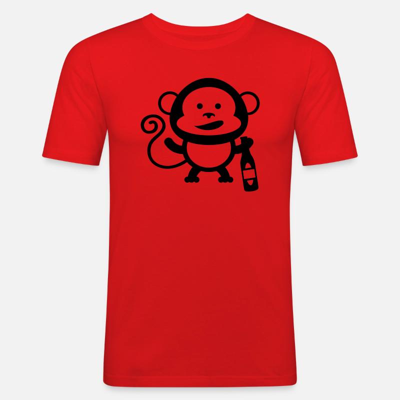 monkey beer comic - Männer Slim Fit T-Shirt - Rot
