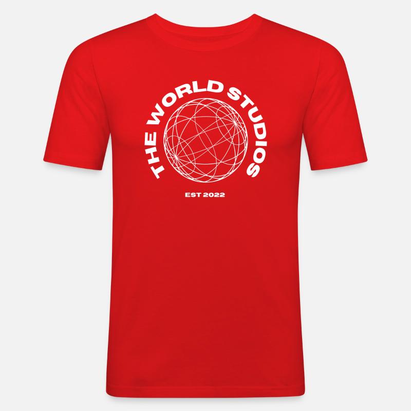 The World Studios - Männer Slim Fit T-Shirt - Rot