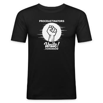 procrastinators unite tomorrow sofa, Being lazy - Men's Slim Fit T-Shirt - black - Front - Nik (191cm)