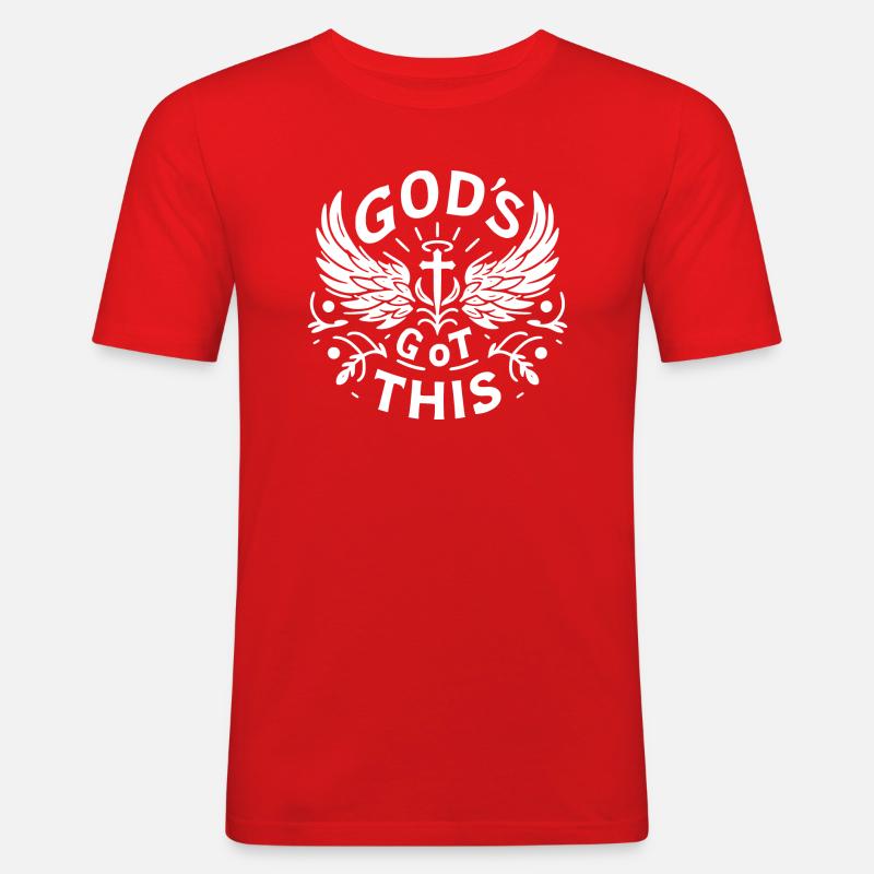 Gott hat das - Männer Slim Fit T-Shirt - Rot