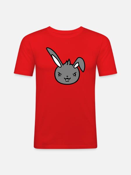 Bunny Evil Eye Naughty Cool Determined Funny - Men's Slim Fit T-Shirt - red