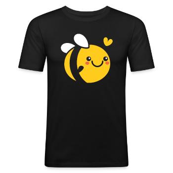 Abeille - T-shirt près du corps Homme - noir - Devant - Nik (191cm)