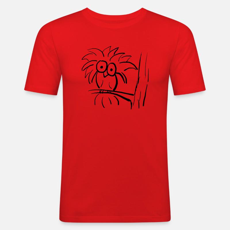 Eule - Männer Slim Fit T-Shirt - Rot