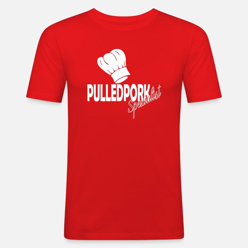 Pulled Pork - Männer Slim Fit T-Shirt - Rot
