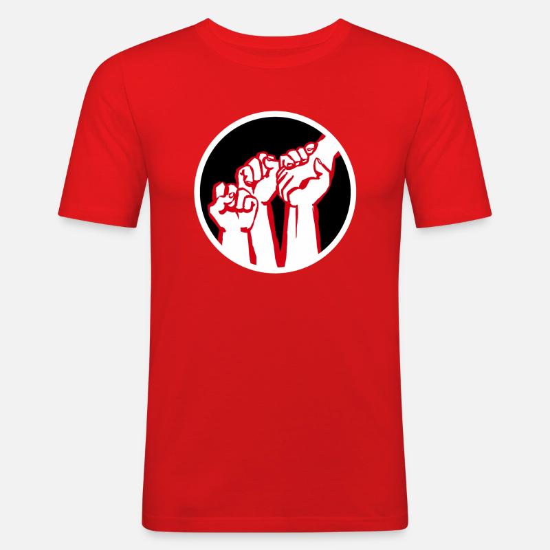 fäuste2b - Männer Slim Fit T-Shirt - Rot