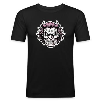 Onverschrokken nummer 004 - Mannen slim fit T-shirt - zwart - Voor - Nik (191cm)