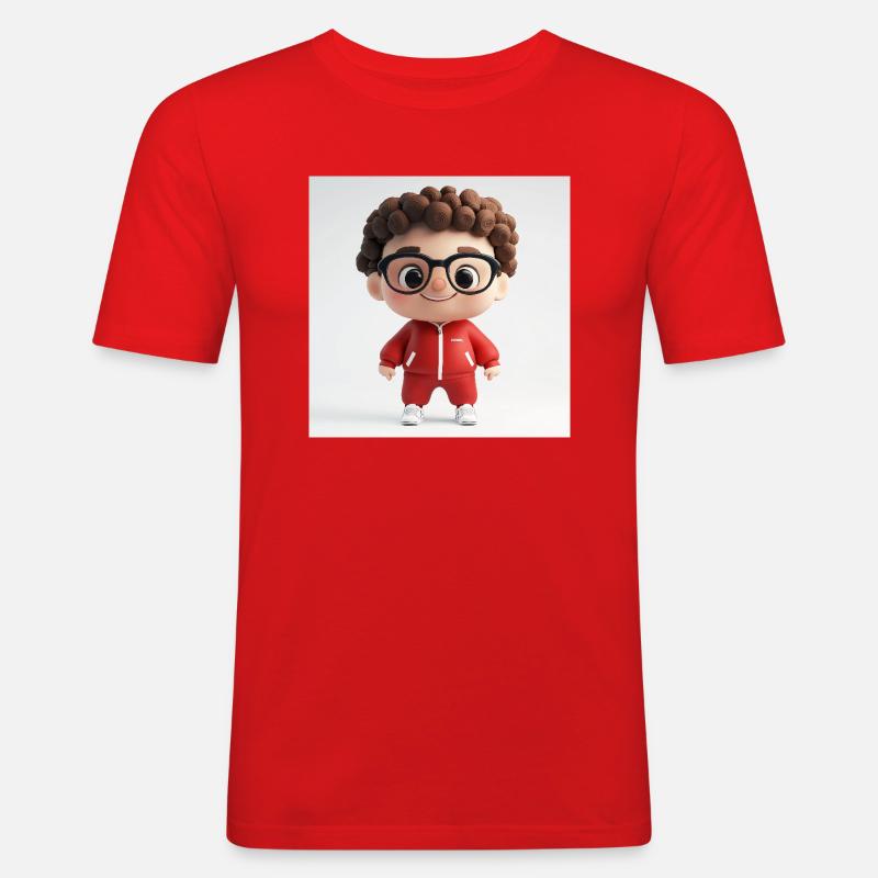 3d Charakter - Cute Guy - Männer Slim Fit T-Shirt - Rot