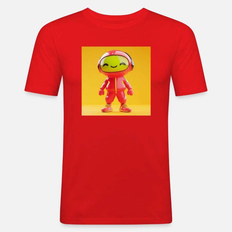3d Character - Cute Robot - Männer Slim Fit T-Shirt - Rot