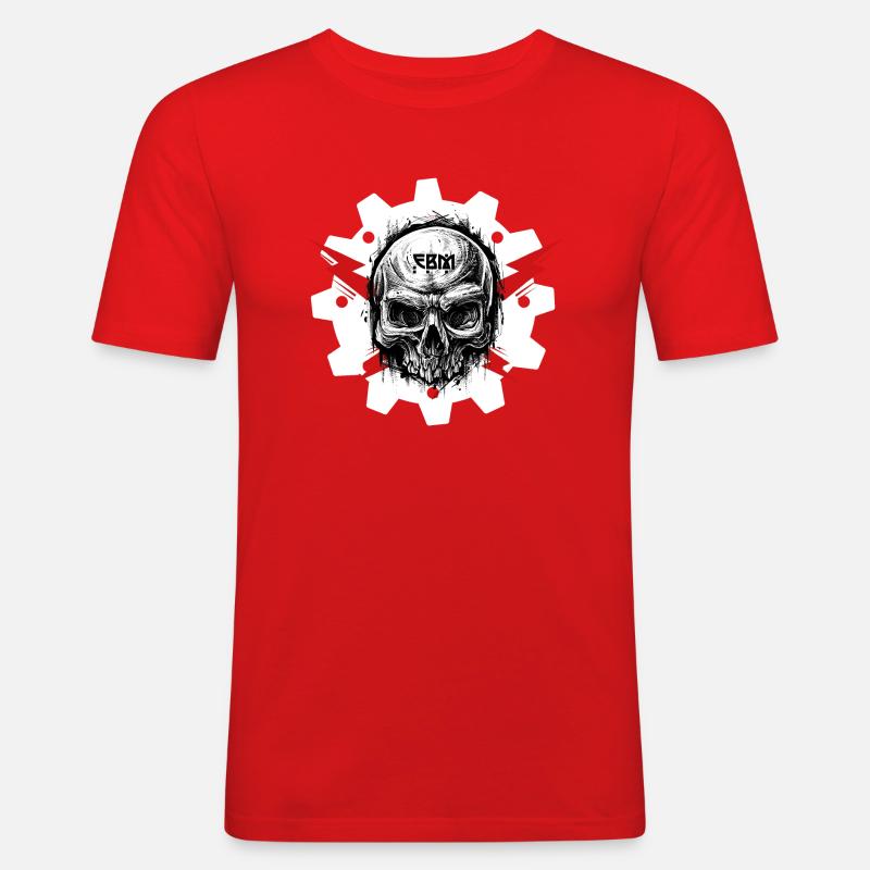 EBM - Skull - Männer Slim Fit T-Shirt - Rot