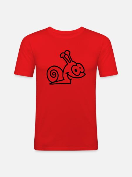 funny snail - line - Men's Slim Fit T-Shirt - red