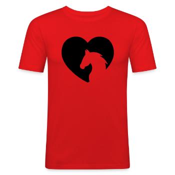 HORSE FOR MY HEART - Men's Slim Fit T-Shirt - red - Front - Jaron (178cm)