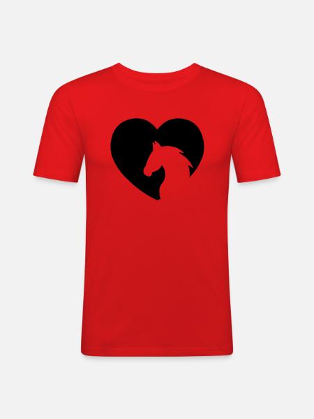 CHEVAL POUR MON CŒUR - T-shirt près du corps Homme - rouge