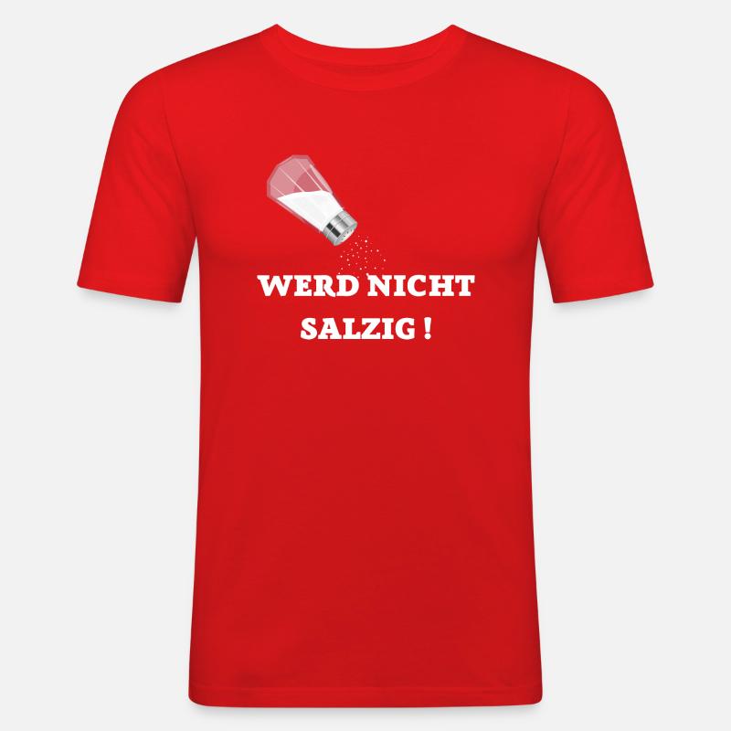 WERD NICHT SALZIG GAMING TSHIRT - Männer Slim Fit T-Shirt - Rot