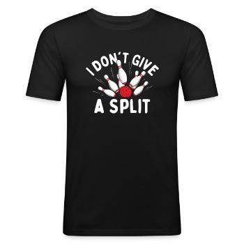 I Don’t Give A Split - Bowling Bowler drôle - T-shirt près du corps Homme - noir - Devant - Nik (191cm)