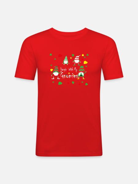Hangin mit meinen Gnomies - Männer Slim Fit T-Shirt - Rot