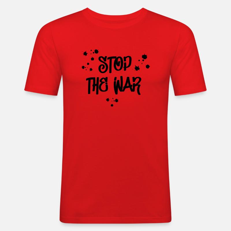 Stop the war statement demo - Männer Slim Fit T-Shirt - Rot