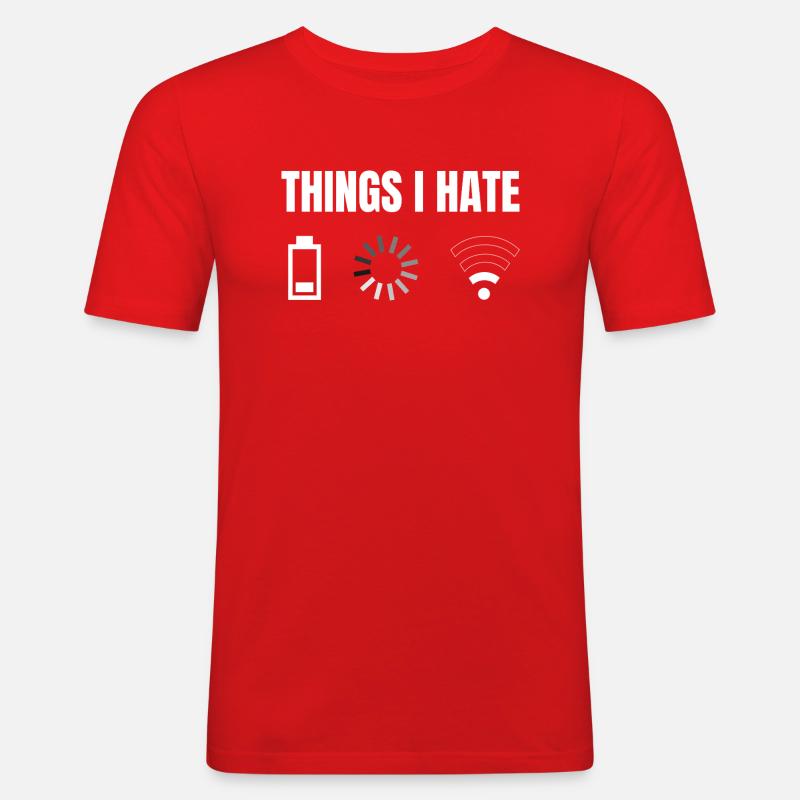 things i hate connection power loading - Men's Slim Fit T-Shirt - red
