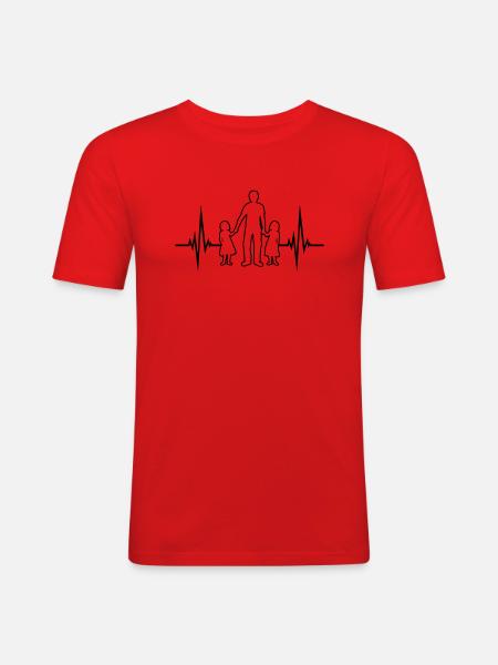 Heartbeat 2 daughters - Men's Slim Fit T-Shirt - red