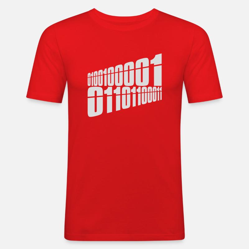 Binary Code Program Language - Men's Slim Fit T-Shirt - red