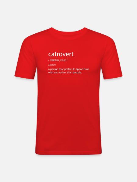 Catrovert Cat Lover Witty Definition - Men's Slim Fit T-Shirt - red