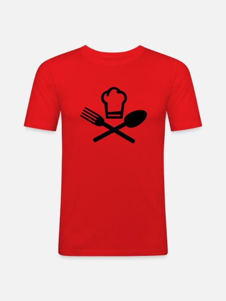 Koch Löffel Gabel - Männer Slim Fit T-Shirt - Rot