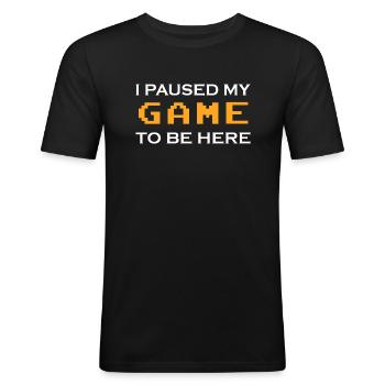 Game Gaming PC - Männer Slim Fit T-Shirt - Schwarz - Vorne - Nik (191cm)