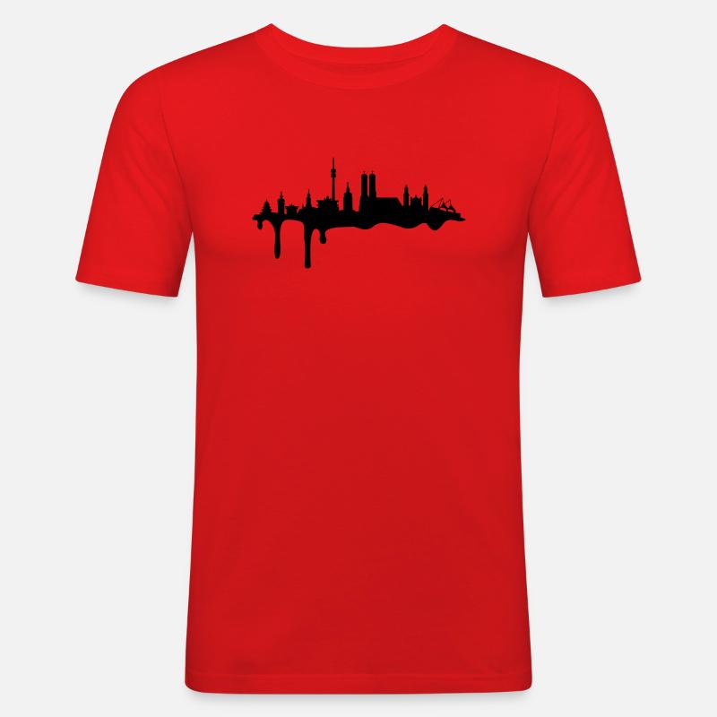 Skyline München Farbe - Männer Slim Fit T-Shirt - Rot