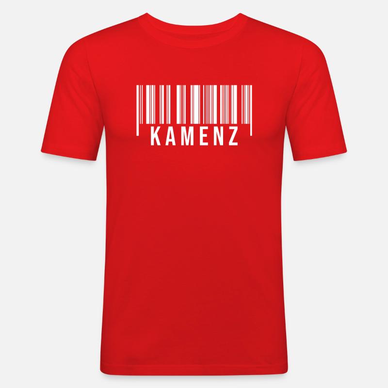 Kamenz Strichcode - Männer Slim Fit T-Shirt - Rot