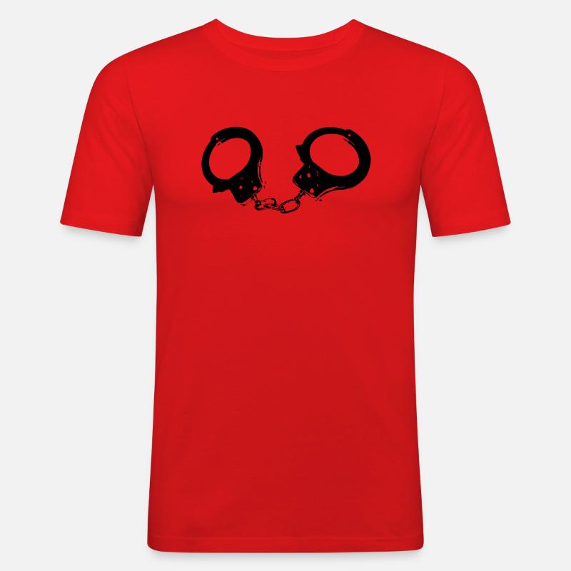 handschellen - Männer Slim Fit T-Shirt - Rot