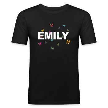 Emily - Beautiful name with butterflies, girls - Men's Slim Fit T-Shirt - black - Front - Nik (191cm)