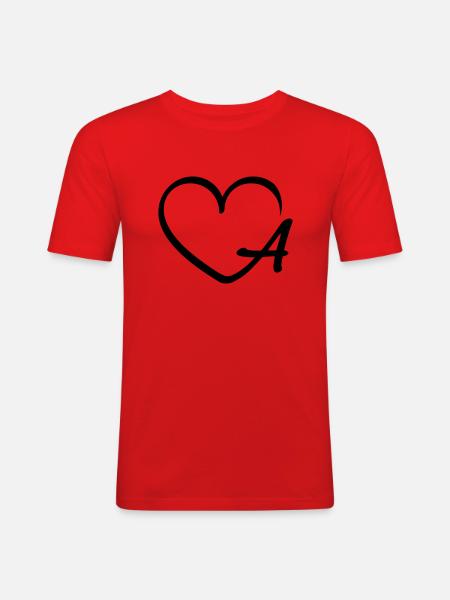 Liebe Buchstabe A - Männer Slim Fit T-Shirt - Rot