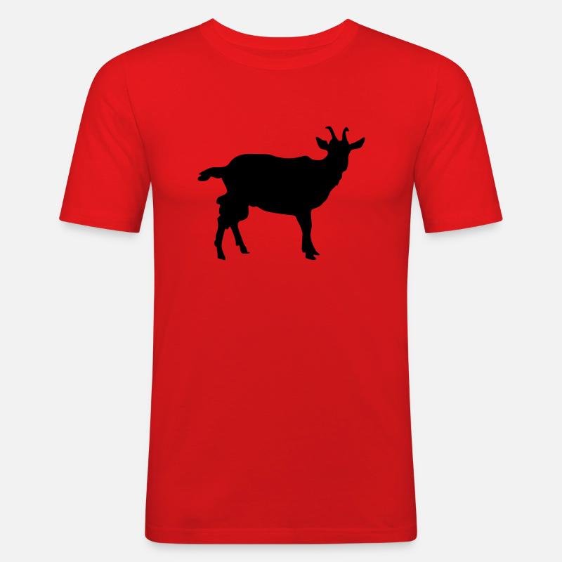 ziege silhouette - Männer Slim Fit T-Shirt - Rot