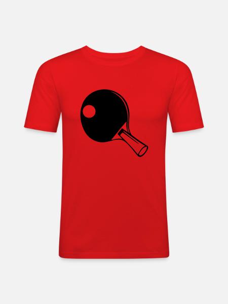 Table Tennis Bat - Men's Slim Fit T-Shirt - red
