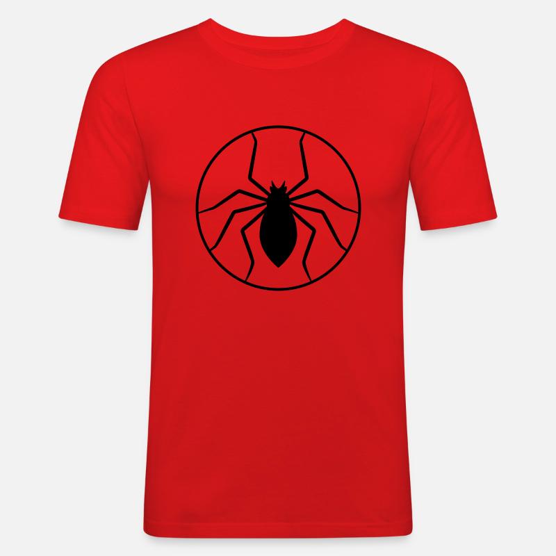 Circle Spider Logo Design - Männer Slim Fit T-Shirt - Rot