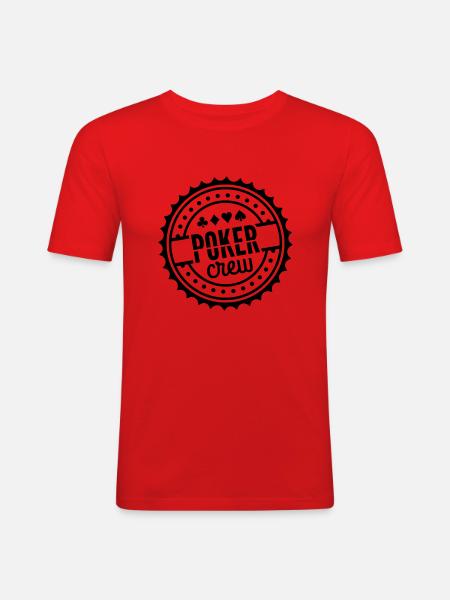 poker_crew_logo_hi1 - Männer Slim Fit T-Shirt - Rot
