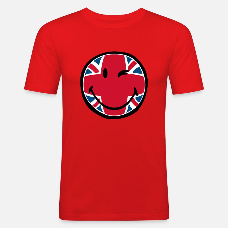Smiley Geat Britain - Maglietta aderente da uomo - rosso