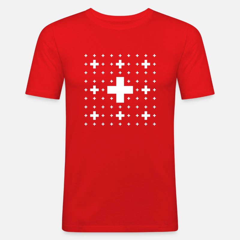 Recursive pattern with cross - Men's Slim Fit T-Shirt - red