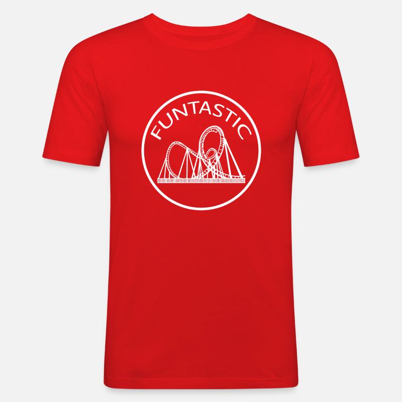 Rollercoaster Achterbahn Freizeitpark - Männer Slim Fit T-Shirt - Rot