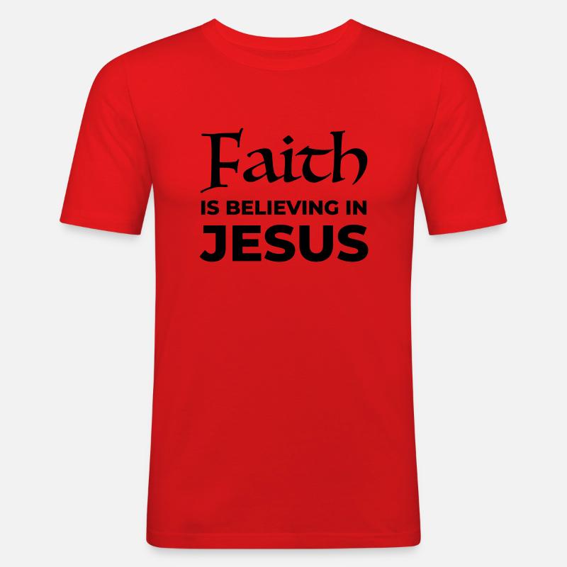 Glaube an Jesus - Männer Slim Fit T-Shirt - Rot