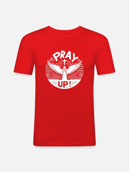 Pray Up - Men's Slim Fit T-Shirt - red