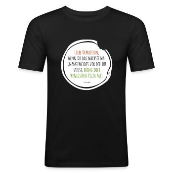 Depression pizza - Men's Slim Fit T-Shirt - black - Front - Nik (191cm)