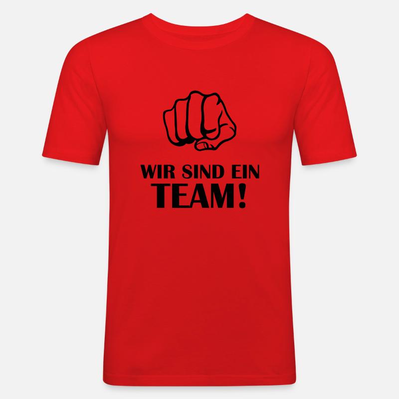 faust_wir_sind_ein_team - Männer Slim Fit T-Shirt - Rot