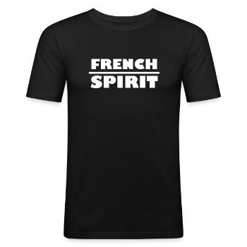 Französischer Geist - Männer Slim Fit T-Shirt - Schwarz - Vorne - Nik (191cm)