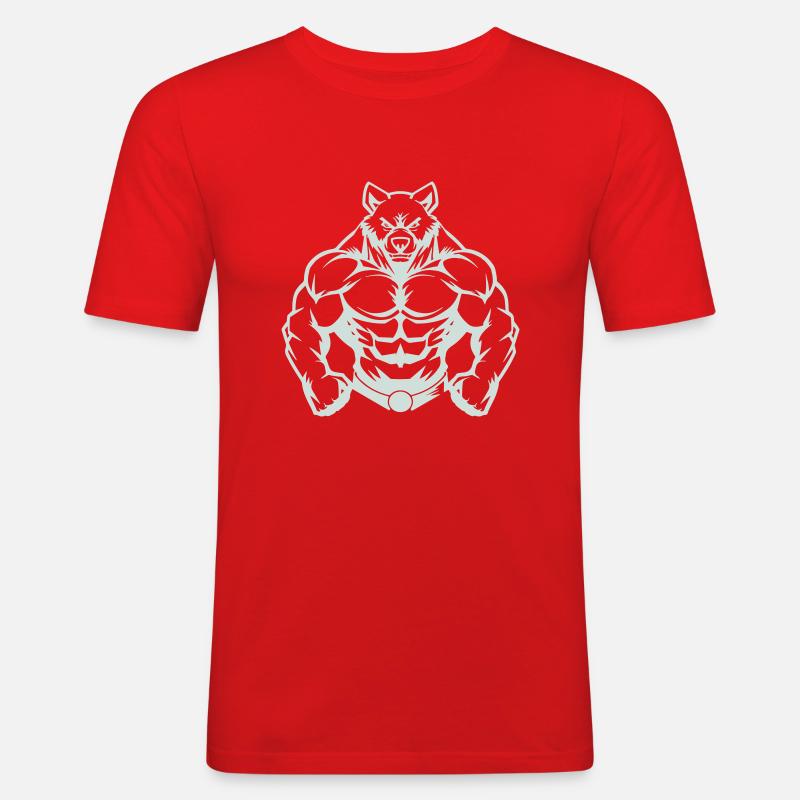 bär comic - Männer Slim Fit T-Shirt - Rot